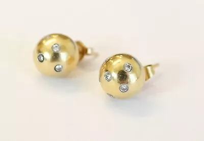 Tiffany & Co Etoile Diamond 18K Gold Platinum Ball Earrings • $2345