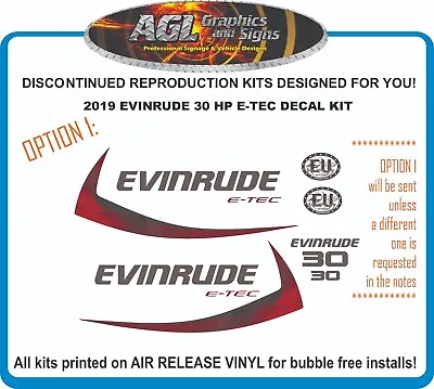 2019 EVINRUDE E-TEC 30 HP Reproduction Outboard Decal Kit Graphics 40 50 Hp • $50.88