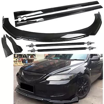 Front Bumper Body Kit Spoiler Splitter Glossy Black For Mazda 2 3 5 6 CX-3 CX5 • $129.99