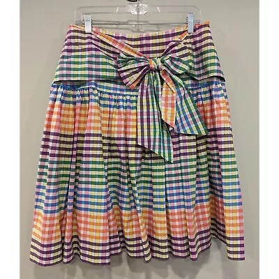 J. Crew Rainbow Striped Bow Front Skirt Size 12 • $45