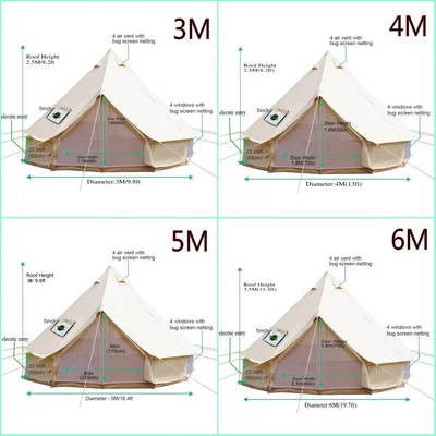 $514.17 • Buy 4-Season Canvas Cotton Camping Bell Tent Outdoor Beach Yurts 3M 4M 5M 6M 7M Fly