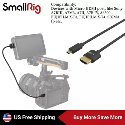 SmallRig 4K HDMI Cable (D To A Micro HDMI To Full HDMI)55cm For Sony Camera-3043 • $9.90