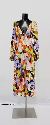 ASOS Design Women's Keyhole Tie Up Satin Midi Dress AK1 Floral Size 8 (US 4) NWT • $30.39