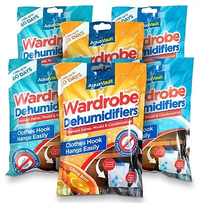 1-48 Hanging Wardrobe Dehumidifier Bags Damp Mould Moisture Mildew Condensation • £2.79