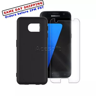 For Verizon Samsung Galaxy S7 SM-G930V Screen Protector Black Soft Silicone Case • $25.40