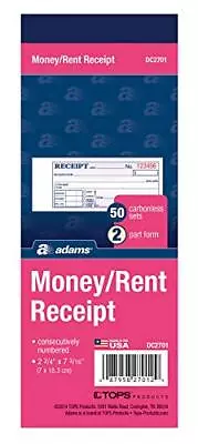 Adams Money And Rent Receipt Book 2-Part Carbonless 2.75 X 7.19 Inch 50 Sets ... • $8.65