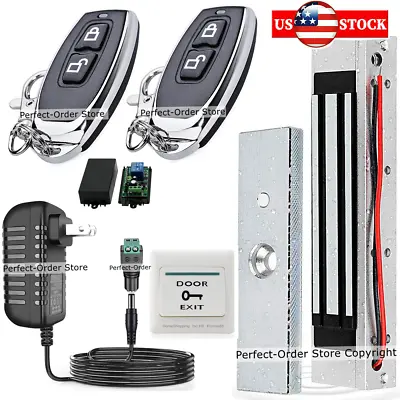 US Door Access Control System Electric Magnetic Lock+2 Wireless Remote Controls • $69.99