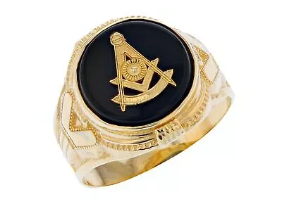 10k Or 14k Gold Past Master Freemason Masonic Onyx Mens Ring • $354.99