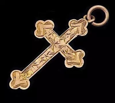 Antique Edwardian 9ct Rose Gold Crucifix Pendant • £38