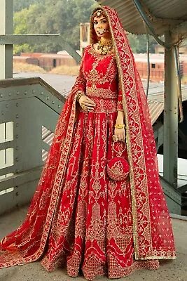 Love Red Pakistani Wedding Dress Lengha Lehenga Asian  Indian Bride Bridal Silk • £375