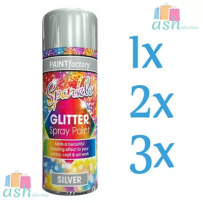 New Sparkling Finish Glitter Silver Spray Paint Creative Art Craft 200ml UK • £5.99