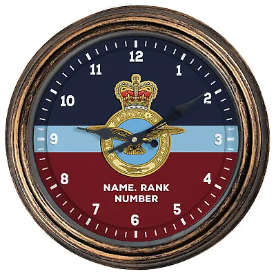 RAF Clock Air Force Personalised Wall Veteran British Military Army Crest AC61 • £22.95