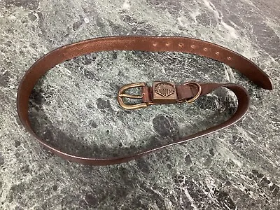 Harley Davidson Brown Leather Men's Belt And Buckle Made In Usa Xl 40/42 • $31.96