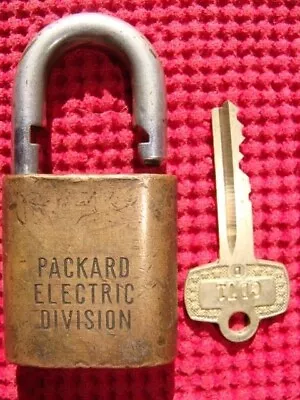 Packard Elecrtic Division Padlock & Original Key Best Co Old Lock Motor Car Auto • $99.99