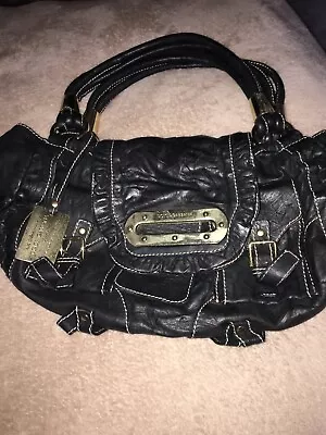 £20 • Buy D&G Genuine Black Leather Bag With Silk Leopard Print Inside Fabric Mediumsize