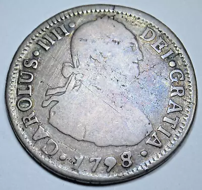 1798 /7 Overdate Santiago Chile Spanish Colonial Silver 2 Reales Mint Error Coin • $229.95