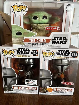 Funko Pop Lot : The Mandalorian Flame Throwing & Metallic & The Child Grogu • $29.99