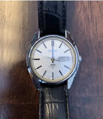 Seiko King Silver Men's Watch With Black Leather Strap - 56267000 • $250