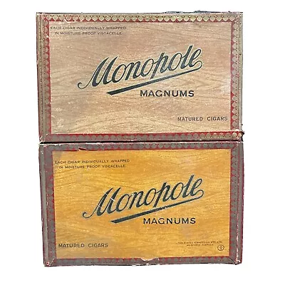 Set Of 2 X Vintage Monopole Magnums Wooden Cigar Boxes • $64.90