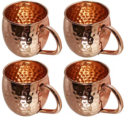 4 Pack Pure Copper Kyiv Mule Mugs Each Hammered Mug Holds 18 Ounces • $29.99