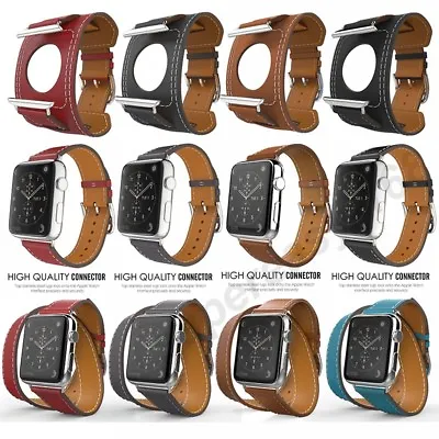 $16.99 • Buy 40/44mm Genuine Leather Apple Watch Band Series 7 6 5 4 3 2 IWatch Band 41-45mm