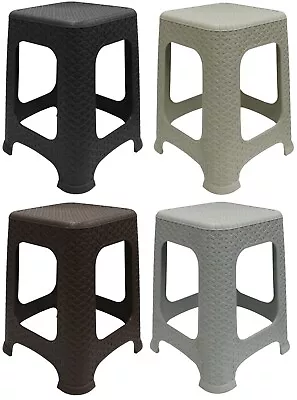 £10.99 • Buy Large Plastic Rattan Stool Indoor Outdoor Home Garden Stackable Chair Foot Step