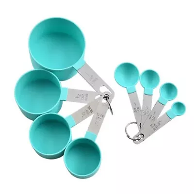 8 Piece Measuring Cups And Spoon Set Plastic Measuring Cup And Spoon With Stain • £6.36