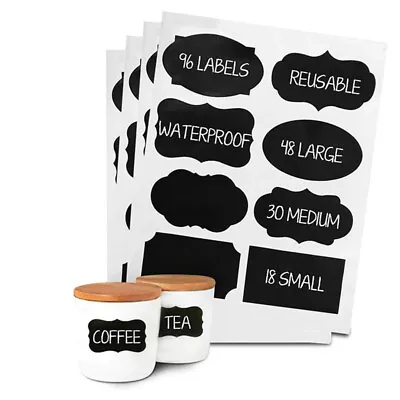 Chalk Labels Blackboard Chalkboard Stickers Kitchen Pantry Jam Jar Label Tags • £1.94