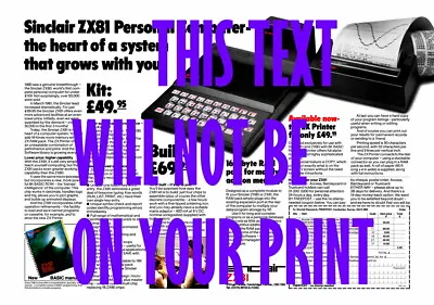 Sinclair ZX81 2-page Magazine Advert A3 Poster (270gsm Ilford Galerie) • £19.95