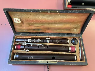 Orig  5-key Antique Flute Godfroy  1860 - 1880 ( ? )  Case New Pads. • $2850