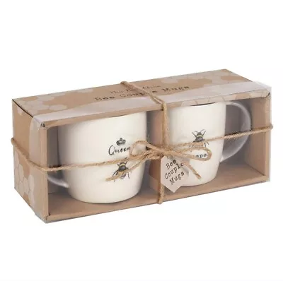 Queen Bee Keeper Couples Ceramic Mug Set Wedding Anniversary New Home Gifts • £14.95