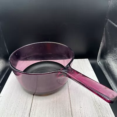 Corning Cranberry VISION Glass 1.5 L Saucepan Pot W/ Lid Teflon Coated Bottom • $19.99