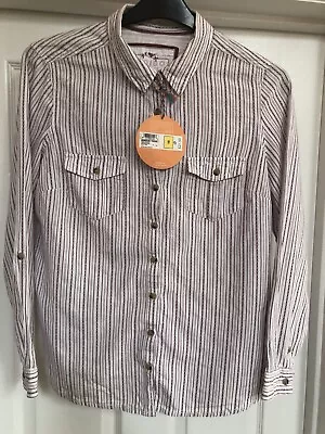 M&S Indigo Collection Ladies Shirt Size 12 Striped Pattern  • £3