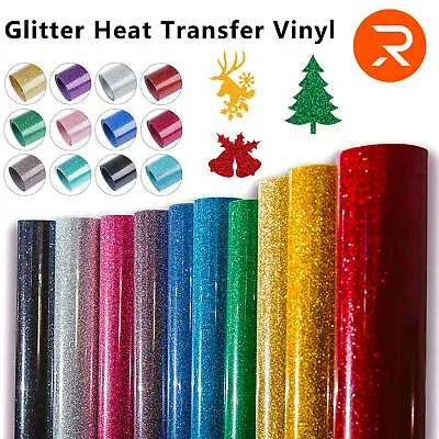 £12.19 • Buy Glitter Heat Transfer Vinyl HTV Iron On Heat Press For T-shirt Cricut Silhouette