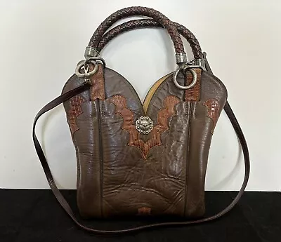 Vintage Western Brown Leather Boot Purse • $29