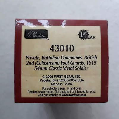 W Britain 43010 54mm Metal Soldier - Private 2nd Coldstream Foot Guards 1815 • £21.50