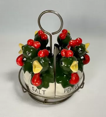 Vintage Rooster Spice Set In Round Rack Set Of 6 Chickens Salt Pepper Shakers • $39.99