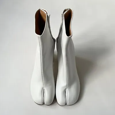 Maison Margiela S/S 19 White Leather Tabi Boots Size EU 38 / UK 5 / US 7.5 • £649.99