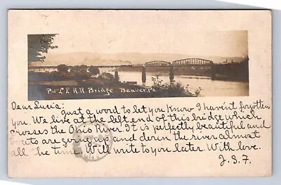 Vintage 1909 Rppc Pa-p&le Rr Bridge Beaver Pa Steam Train Rr Railway Postcard Fr • $19.99