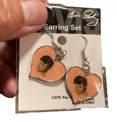 Elvis Presley Earrings - Looking Pensive ~ Pink Heart~ Still Factory Packaged • $29.95