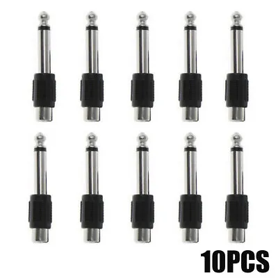 10 PACKS RCA Female Jack To 6.35mm 1/4  Male Mono Plug Audio Adapter Connector • $5.81