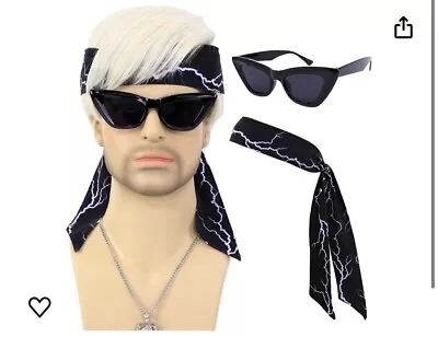 Bettecos Short Blonde Ken Costume Wig For Men With Headbands Necklace And Gla... • $22.99