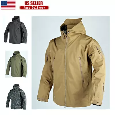 Military Mens Jacket Tactical Work Casual Waterproof Full Zip Solid Coat US • $29.44