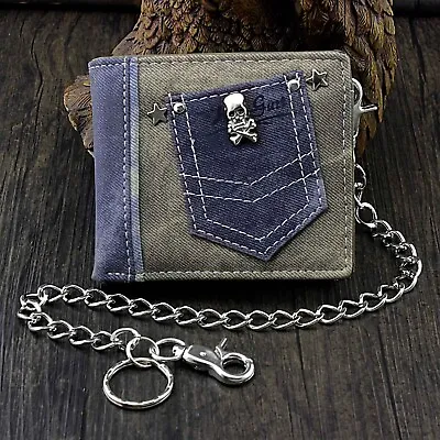 Mens Students Casual Wallet Jeans Style With Pants Chain Gift #S12 • $13