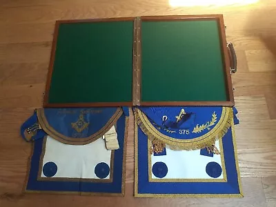 Masonic ApronS With Case .one Is Vgc In The Case.one Is Very Old Lodge Neptune. • £125