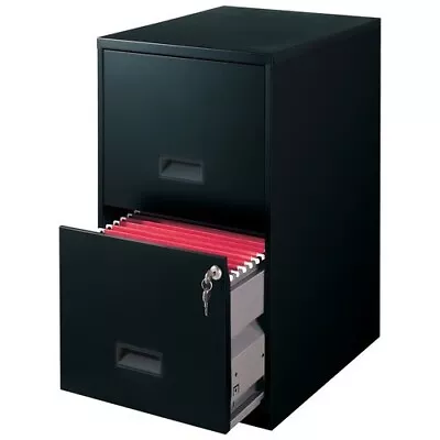 18  Deep 2 Drawer Letter Width Vertical File Cabinet Black • $52.99