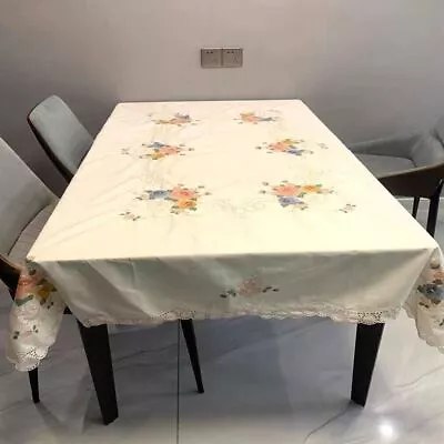 49 X68  Vintage Embroidery Cutwork Lace Tablecloth Rectangle Table Cover Wedding • $24.29