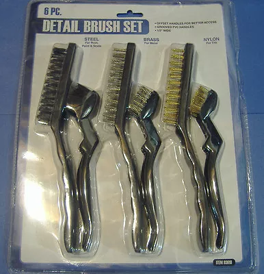 Lot Of Six Brass Stainless Steel & Nylon Detail And Mini Brush Parts Clean  • $13.49