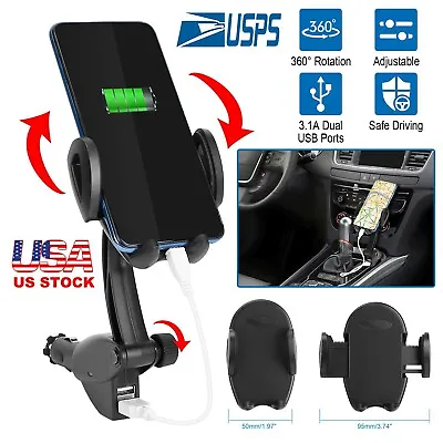 $15.72 • Buy Dual USB Car Charger Cigarette Lighter Mount Holder For IPhone X 8 Samsung Note8