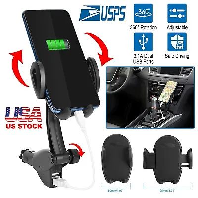 Dual USB Car Charger Cigarette Lighter Mount Holder For IPhone X 8 Samsung Note8 • $16.23